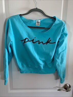 PINK Victoria's Secret Turquoise Scoop Neck Pullover
